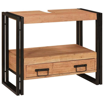 Bathroom Sink Cabinet with Drawer Solid Acacia wood and Iron