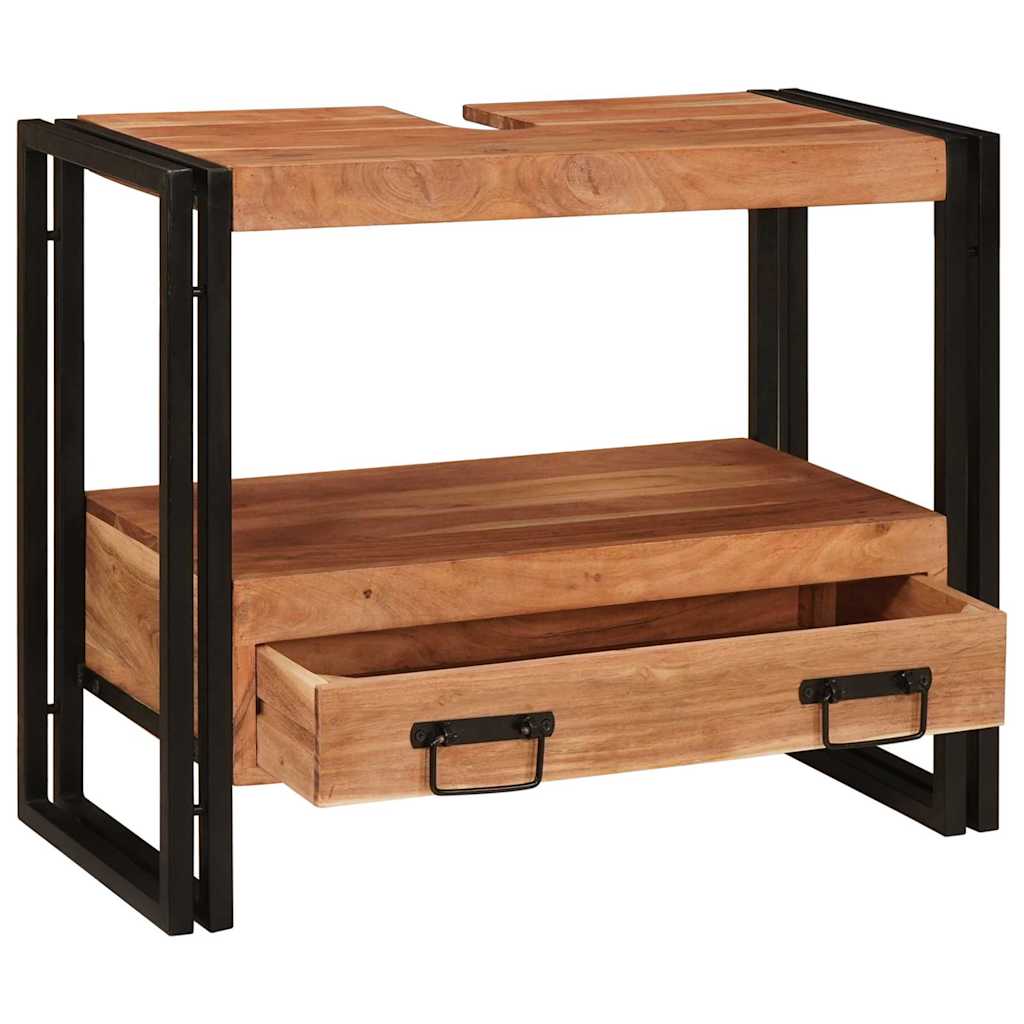 Bathroom Sink Cabinet with Drawer Solid Acacia wood and Iron