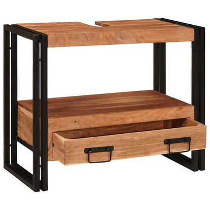 Bathroom Sink Cabinet with Drawer Solid Acacia wood and Iron