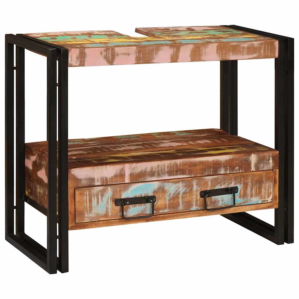 Bathroom Sink Cabinet with Drawer Solid Reclaim wood and Iron