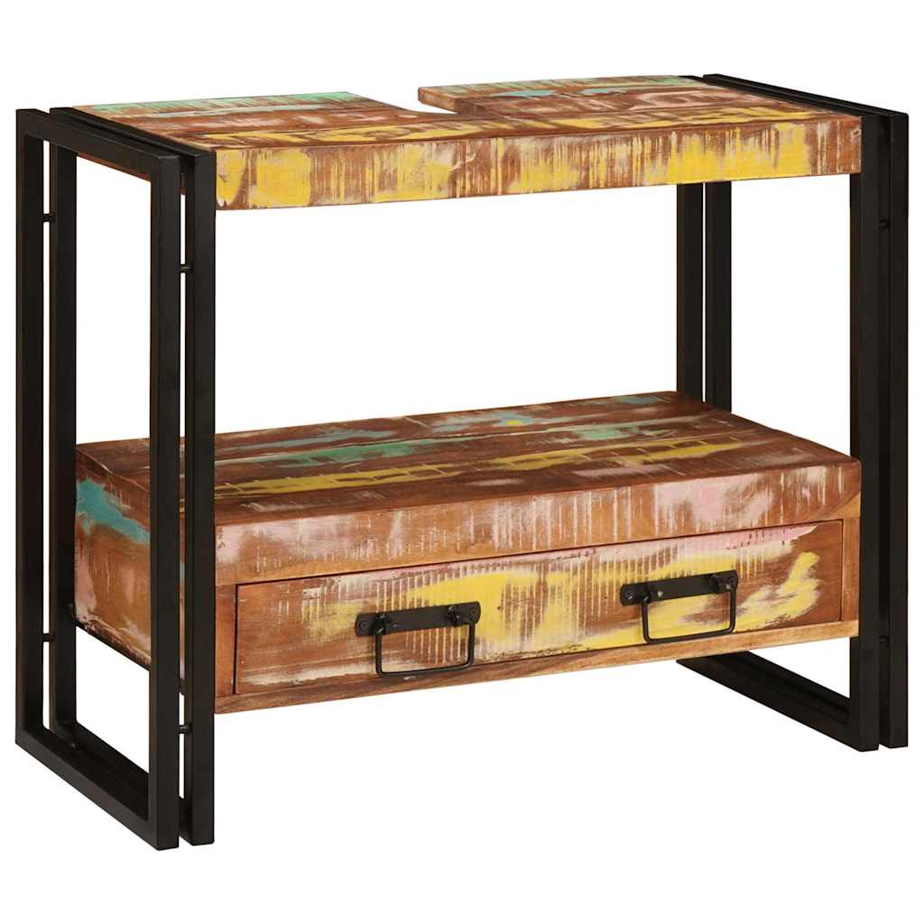 Bathroom Sink Cabinet with Drawer Solid Reclaim wood and Iron