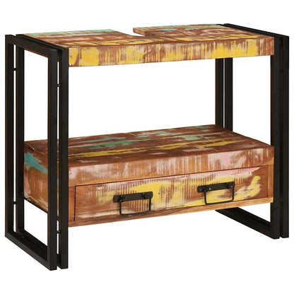 Bathroom Sink Cabinet with Drawer Solid Reclaim wood and Iron