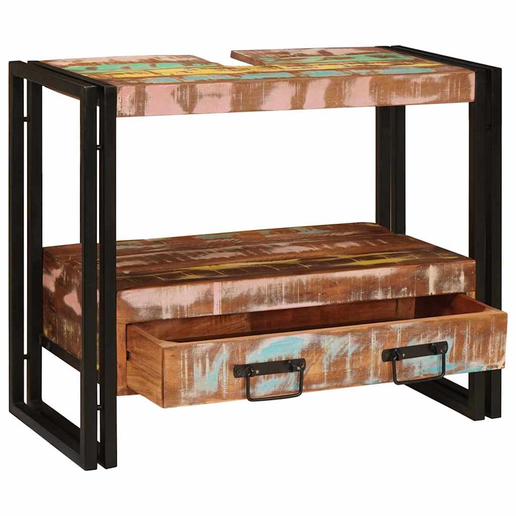 Bathroom Sink Cabinet with Drawer Solid Reclaim wood and Iron