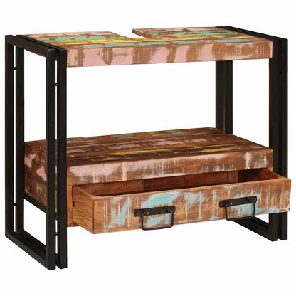 Bathroom Sink Cabinet with Drawer Solid Reclaim wood and Iron