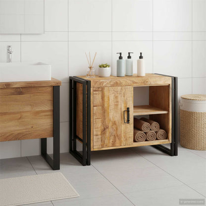 Bathroom Sink Cabinet 71 x 33 x 58 cm Solid Mango wood and Iron