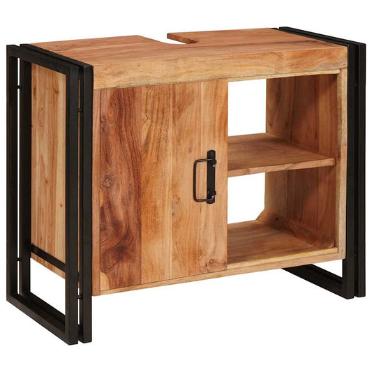 Bathroom Sink Cabinet with Door Solid Acacia wood and Iron
