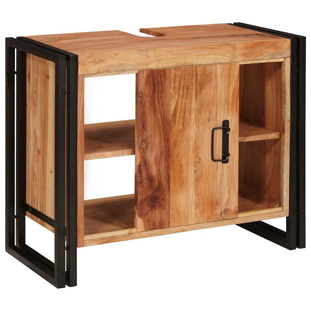 Bathroom Sink Cabinet with Door Solid Acacia wood and Iron