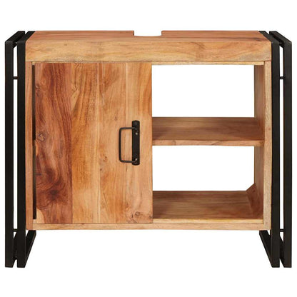 Bathroom Sink Cabinet with Door Solid Acacia wood and Iron
