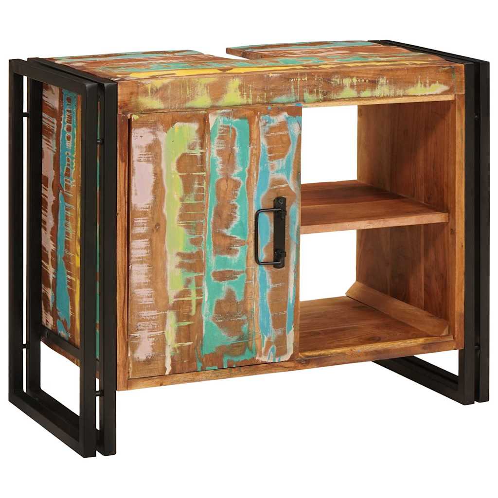 Bathroom Sink Cabinet with Door Solid Reclaim wood and Iron