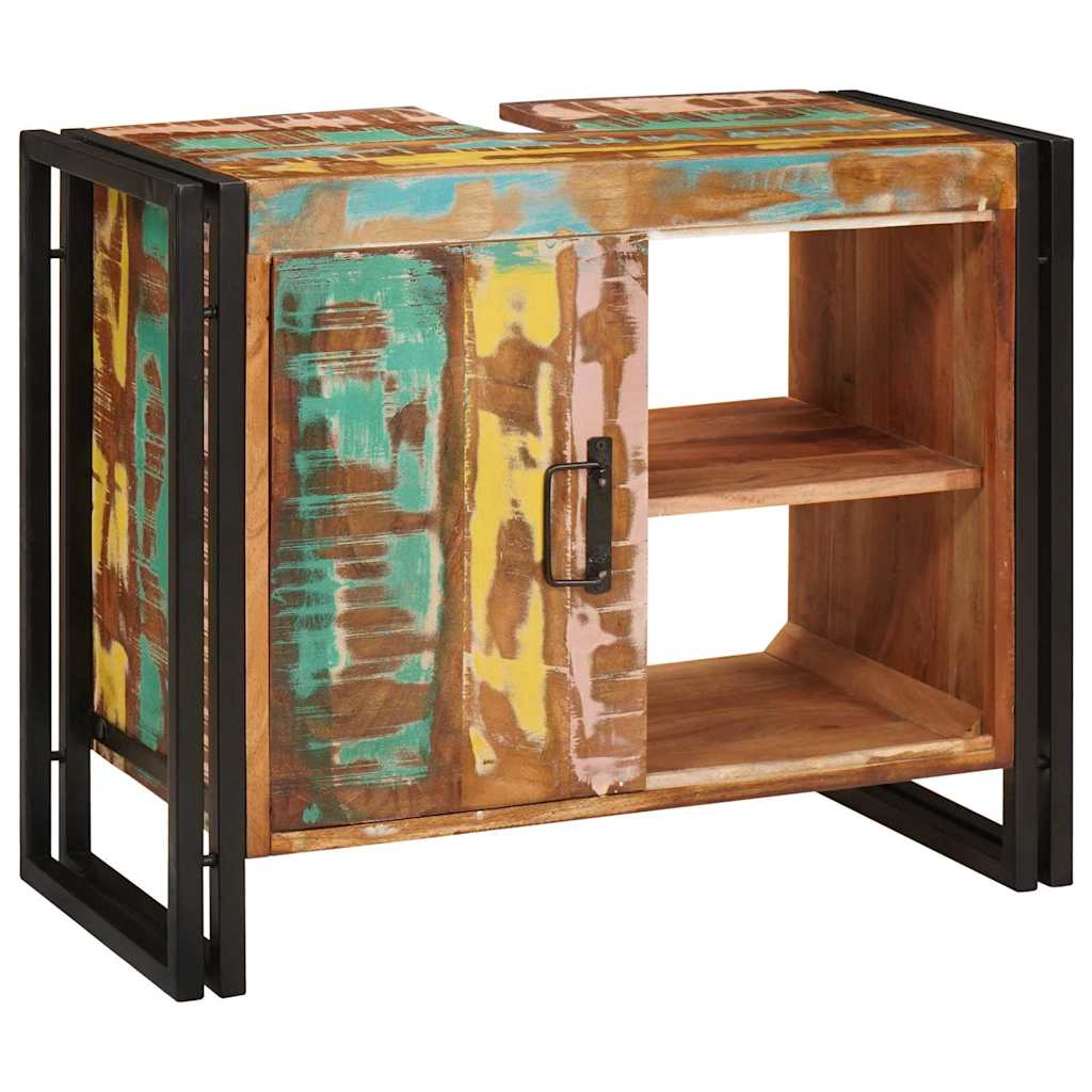 Bathroom Sink Cabinet with Door Solid Reclaim wood and Iron