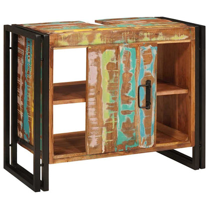 Bathroom Sink Cabinet with Door Solid Reclaim wood and Iron