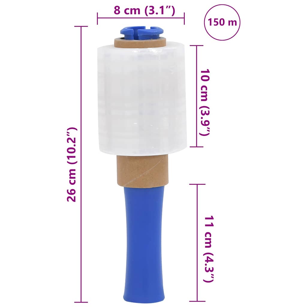 Stretch Film with Handle 10 pcs Transparent 23 µm 10 cm x 150 m