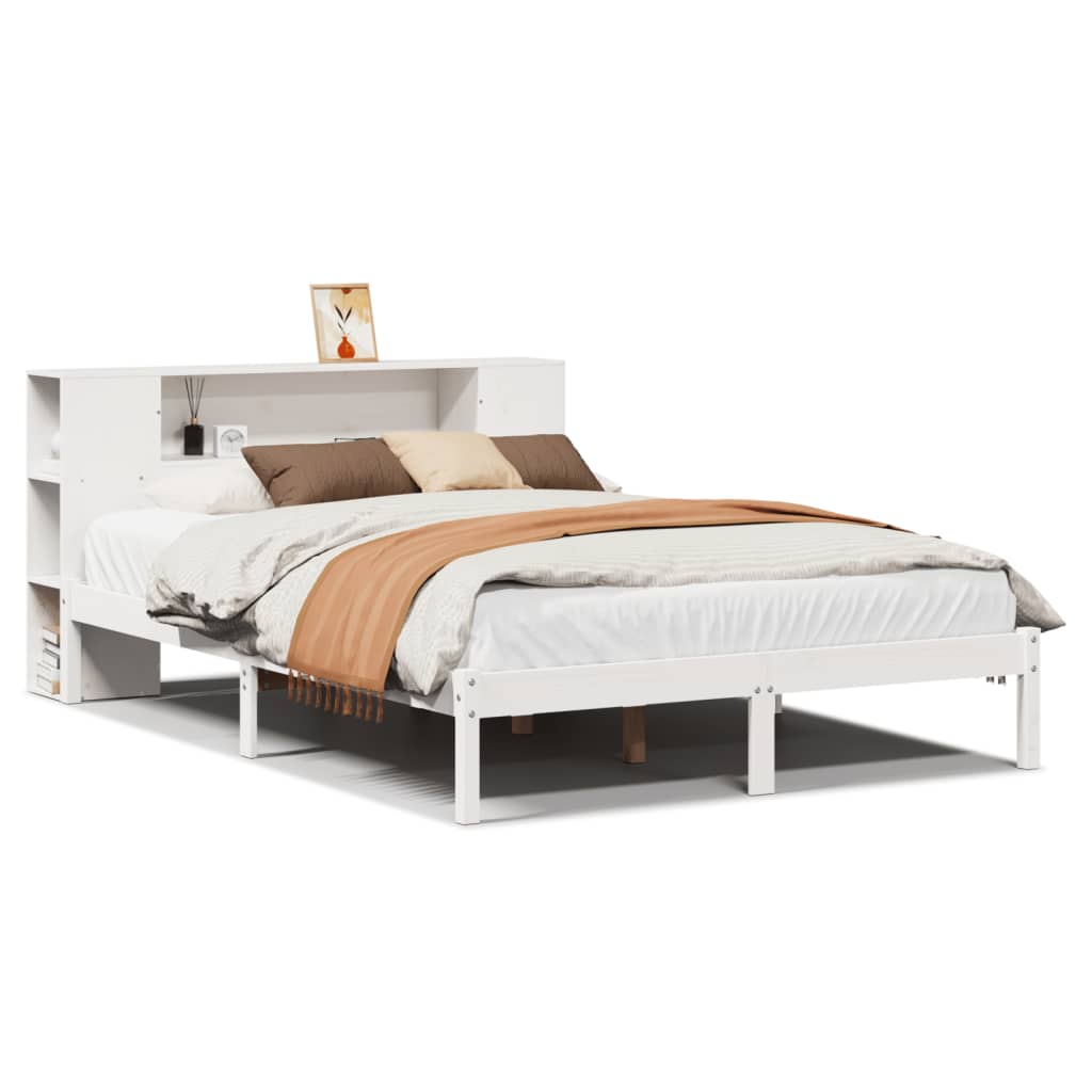 Bookcase Bed without Mattress White 120x190 cm Small Double Solid Wood Pine