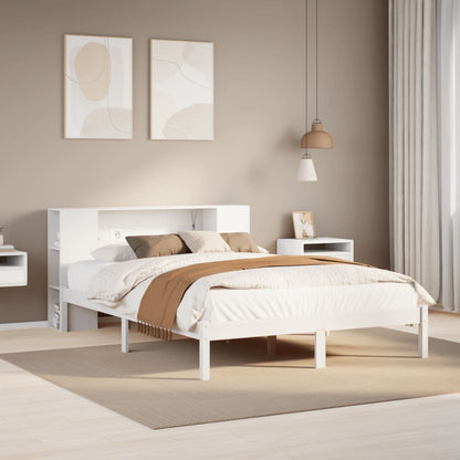 Bookcase Bed without Mattress White 120x190 cm Small Double Solid Wood Pine