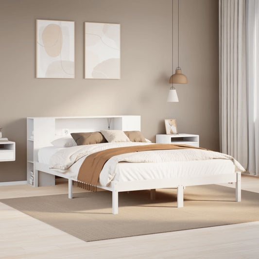 Bookcase Bed without Mattress White 120x190 cm Small Double Solid Wood Pine