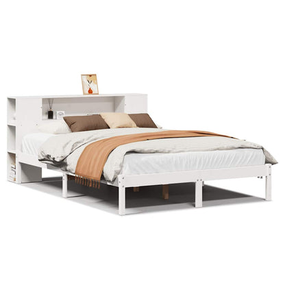 Bookcase Bed without Mattress White 140x200 cm Solid Wood Pine