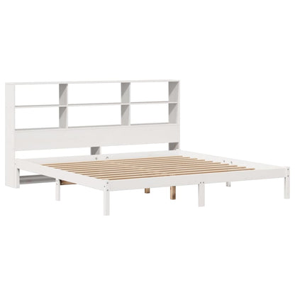 Bookcase Bed without Mattress White 180x200 cm Super King Solid Wood Pine