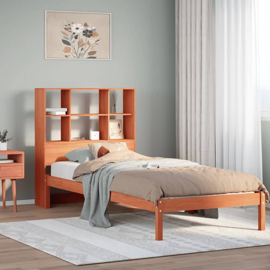 Bookcase Bed without Mattress Wax Brown 100x200 cm Solid Wood Pine