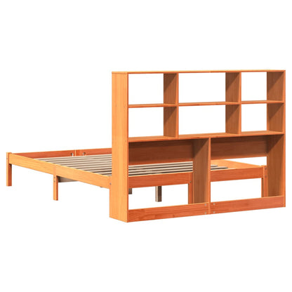 Bookcase Bed without Mattress Wax Brown 140x200 cm Solid Wood Pine