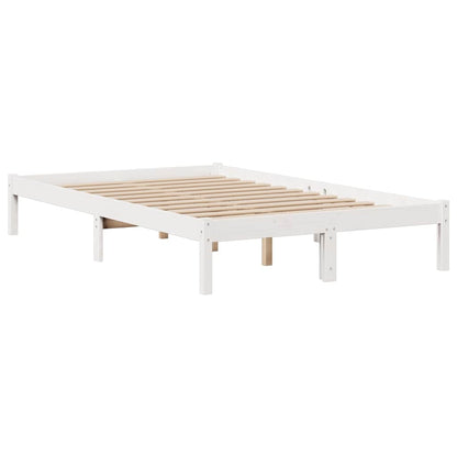 Bookcase Bed without Mattress White 135x190 cm Double Solid Wood Pine