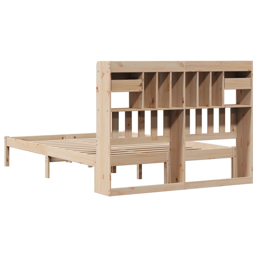 Bookcase Bed without Mattress 140x200 cm Solid Wood Pine