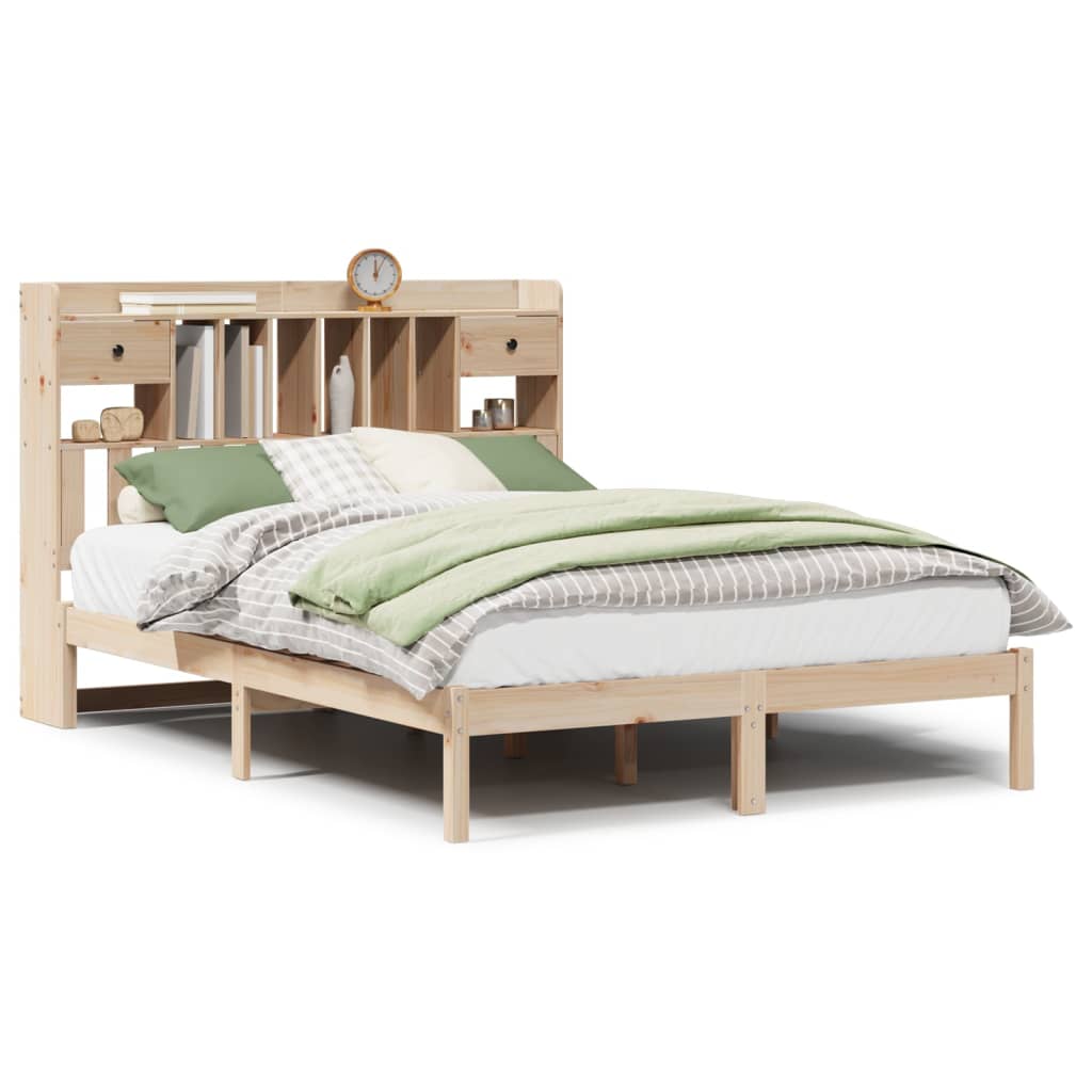 Bookcase Bed without Mattress 150x200 cm King Solid Wood Pine