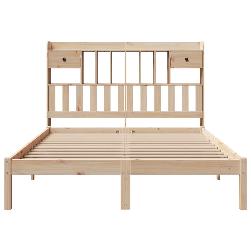 Bookcase Bed without Mattress 150x200 cm King Solid Wood Pine
