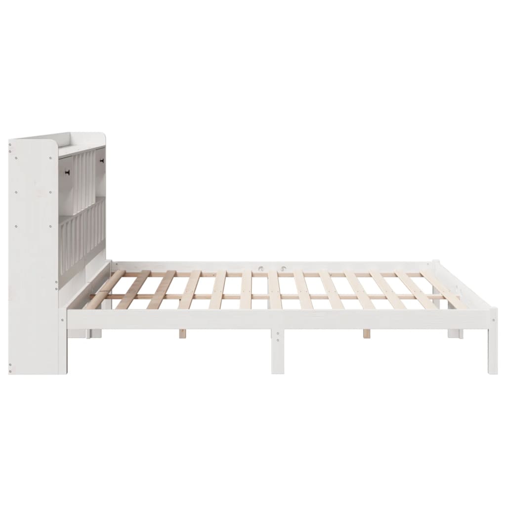 Bookcase Bed without Mattress White 180x200 cm Super King Solid Wood Pine