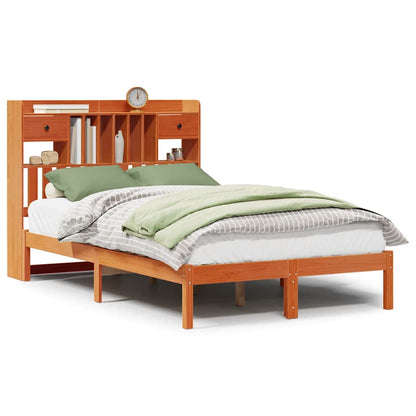 Bookcase Bed without Mattress Wax Brown 135x190 cm Double Solid Wood Pine