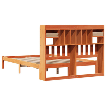Bookcase Bed without Mattress Wax Brown 140x190 cm Solid Wood Pine