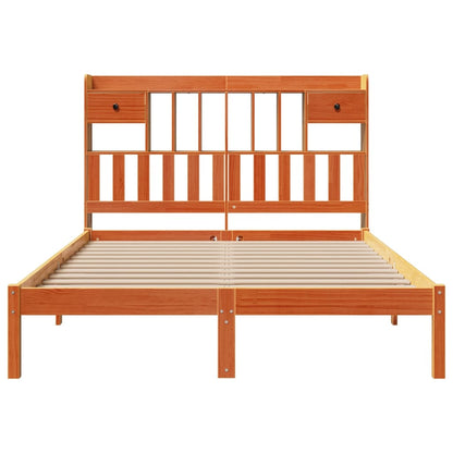 Bookcase Bed without Mattress Wax Brown 140x200 cm Solid Wood Pine