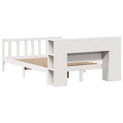 Bookcase Bed without Mattress White 135x190 cm Double Solid Wood Pine