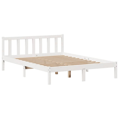 Bookcase Bed without Mattress White 140x190 cm Solid Wood Pine