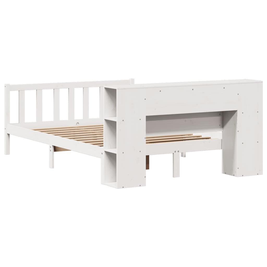 Bookcase Bed without Mattress White 160x200 cm Solid Wood Pine