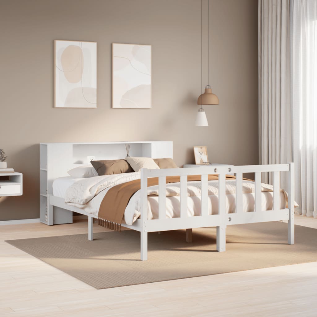 Bookcase Bed without Mattress White 160x200 cm Solid Wood Pine