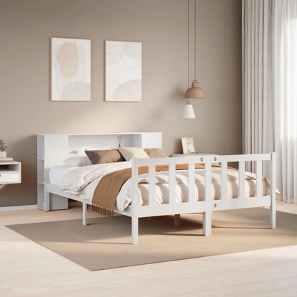 Bookcase Bed without Mattress White 160x200 cm Solid Wood Pine