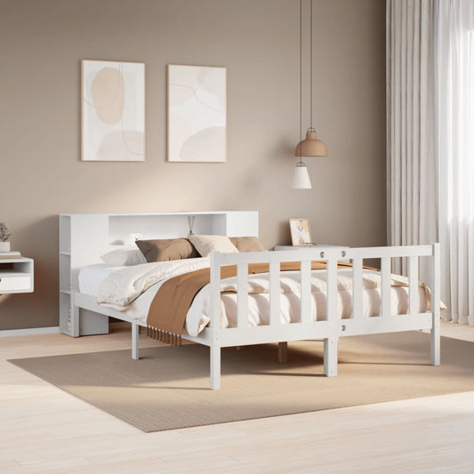 Bookcase Bed without Mattress White 160x200 cm Solid Wood Pine