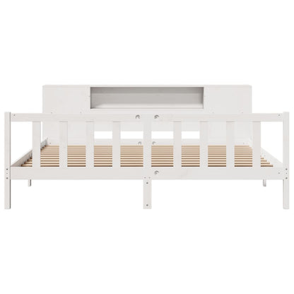 Bookcase Bed without Mattress White 200x200 cm Solid Wood Pine