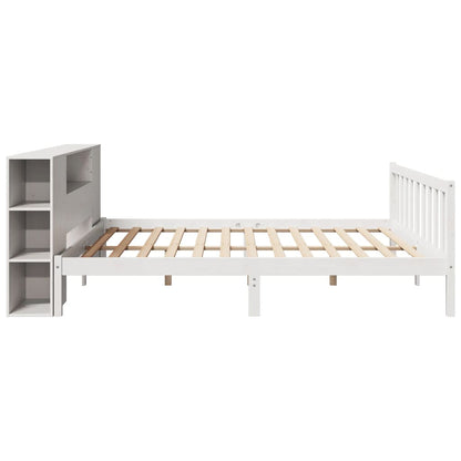 Bookcase Bed without Mattress White 200x200 cm Solid Wood Pine