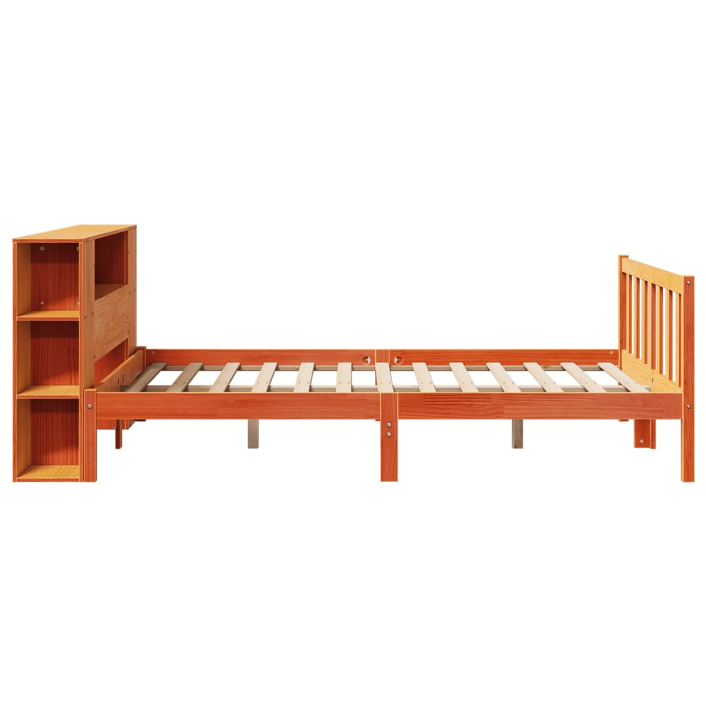 Bookcase Bed without Mattress Wax Brown 120x190 cm Small Double Solid Wood Pine