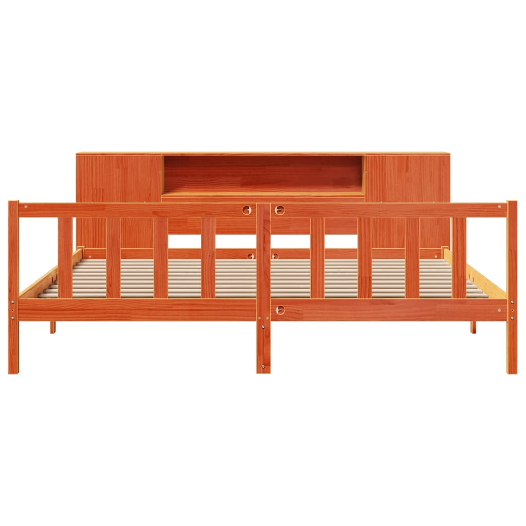 Bookcase Bed without Mattress Wax Brown 180x200 cm Super King Solid Wood Pine