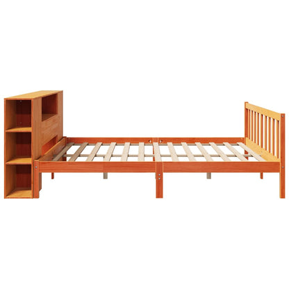 Bookcase Bed without Mattress Wax Brown 180x200 cm Super King Solid Wood Pine