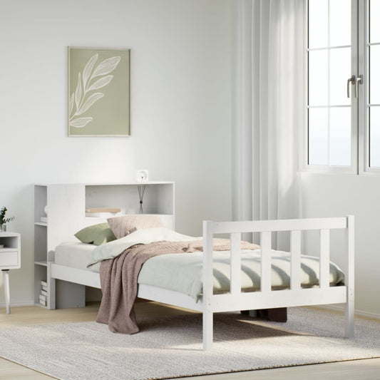 Bookcase Bed without Mattress White 75x190 cm Small Single Solid Wood Pine