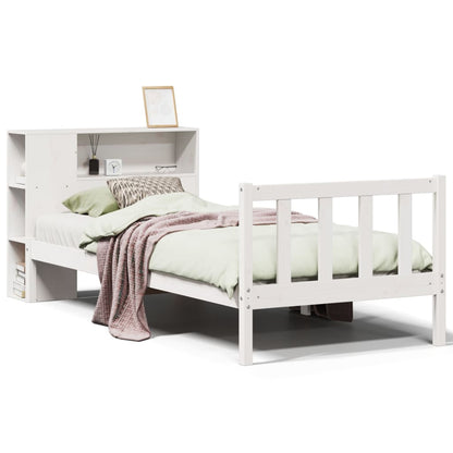 Bookcase Bed without Mattress White 100x200 cm Solid Wood Pine