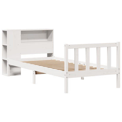 Bookcase Bed without Mattress White 100x200 cm Solid Wood Pine