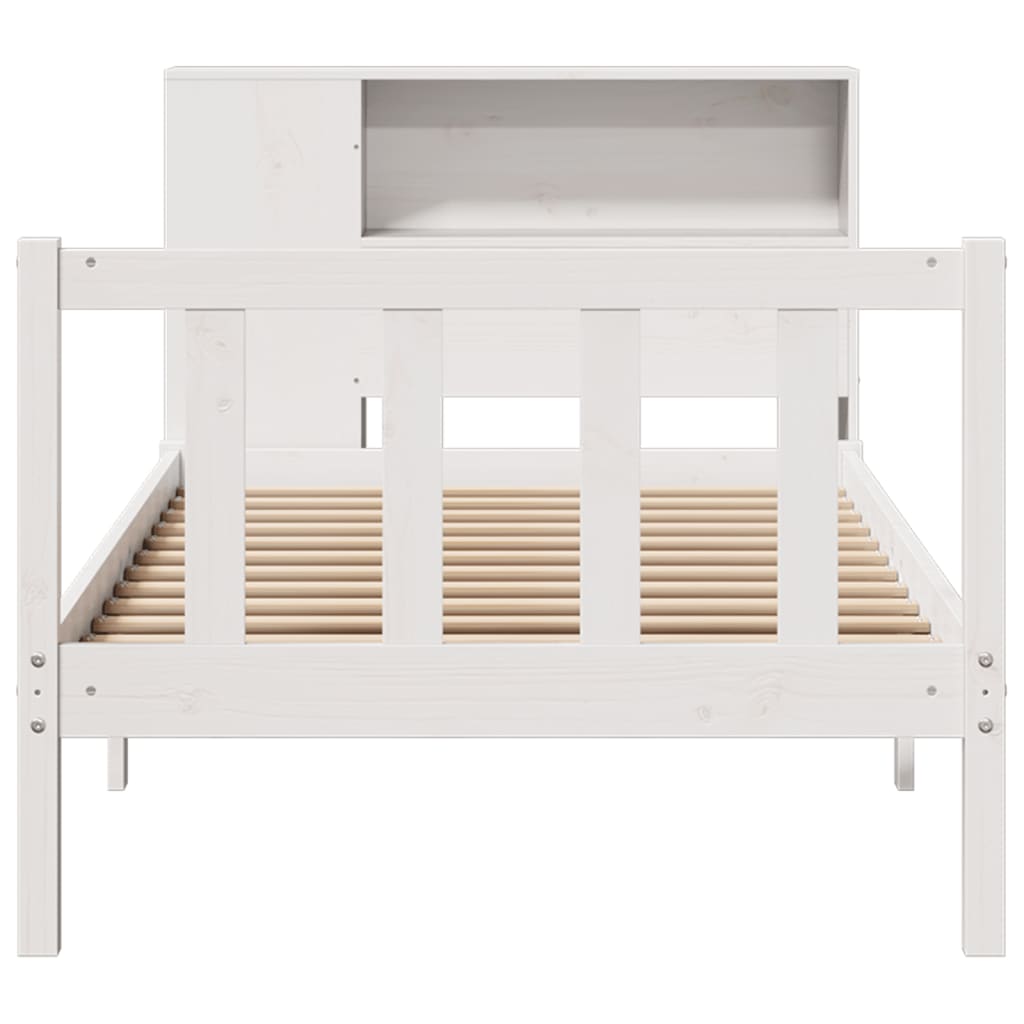 Bookcase Bed without Mattress White 100x200 cm Solid Wood Pine