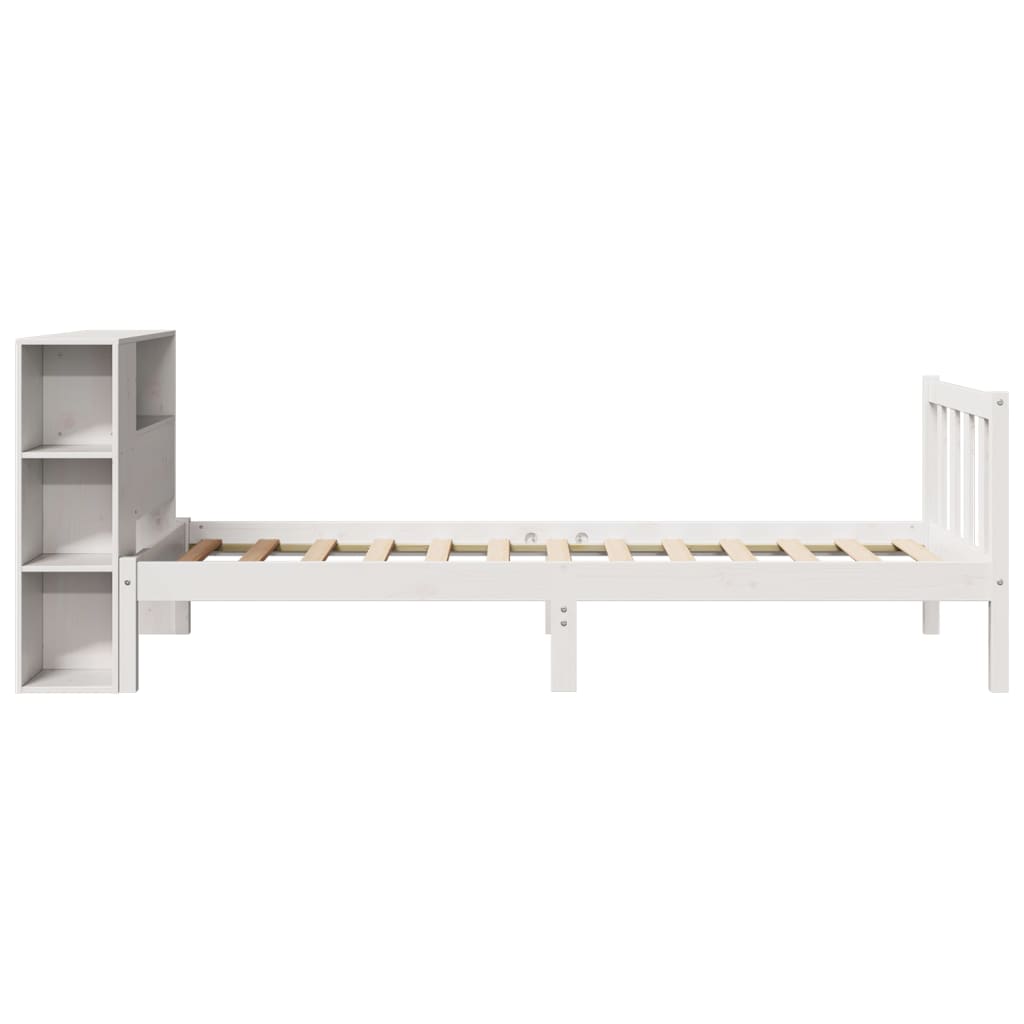 Bookcase Bed without Mattress White 100x200 cm Solid Wood Pine
