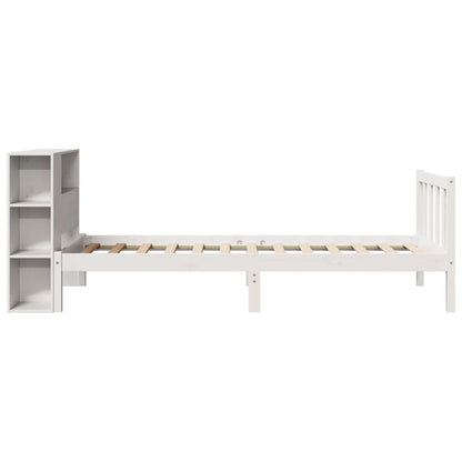 Bookcase Bed without Mattress White 100x200 cm Solid Wood Pine