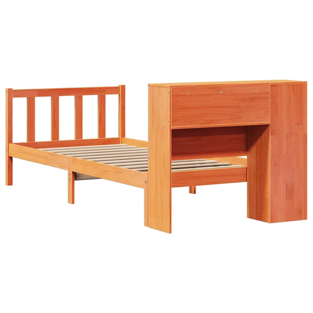 Bookcase Bed without Mattress Wax Brown 75x190 cm Small Single Solid Wood Pine