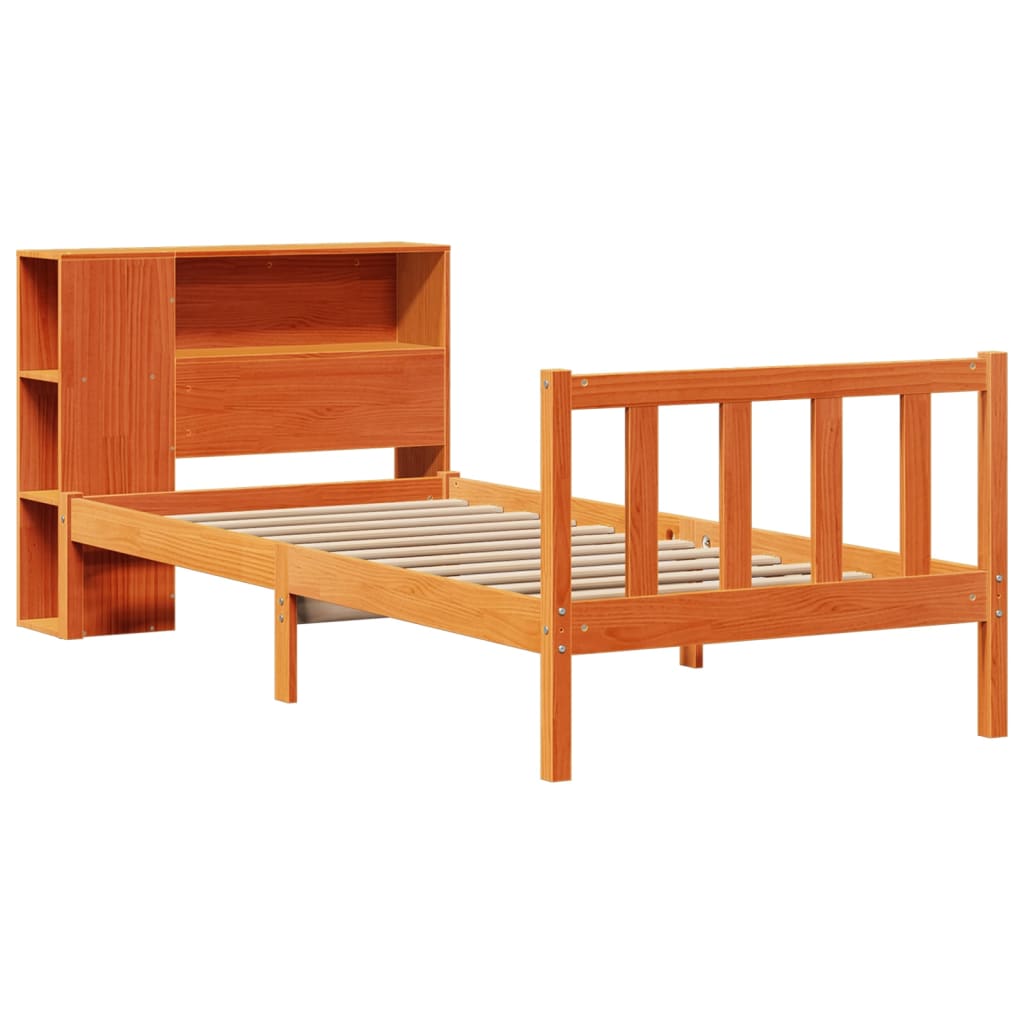 Bookcase Bed without Mattress Wax Brown 100x200 cm Solid Wood Pine